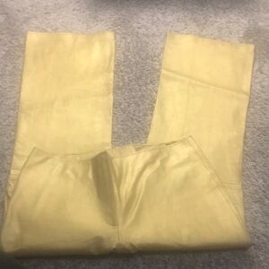 Gold tone Leather Pants front zipper no pockets, lined size 18
